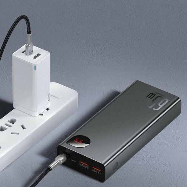 Повербанк Power Bank Baseus Adaman Metal Digital Display Quick Charge Power Bank 20000mAh 65W Black PPIMDA-D01 фото