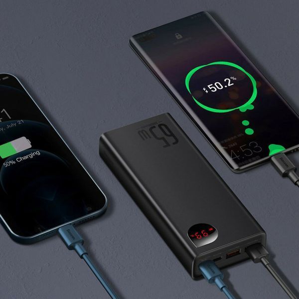 Повербанк Power Bank Baseus Adaman Metal Digital Display Quick Charge Power Bank 20000mAh 65W Black PPIMDA-D01 фото
