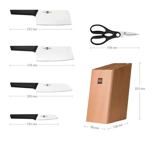 Набір ножів з 6 предметів Xiaomi HuoHou Hot Youth Set Of 6 Stainless Steel HU0057 фото