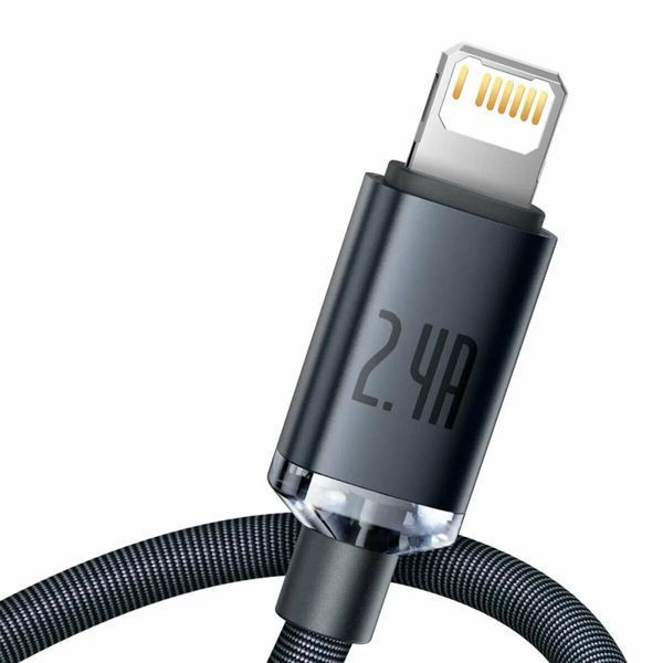 Кабель Baseus Crystal Shine Series Fast Charging Data Cable USB to iP 2.4A 1.2m Black CAJY000001 фото