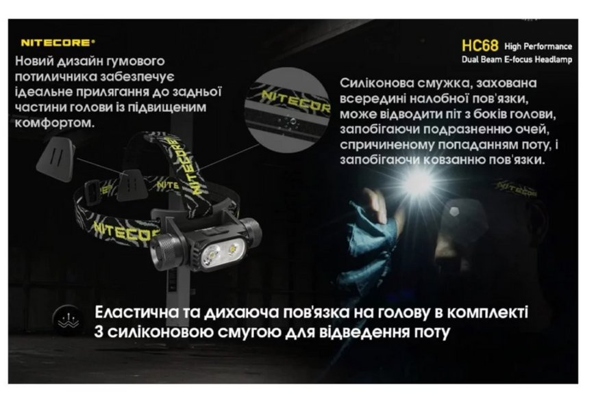 Ліхтар Nitecore HC68 SST-40 18650 2000Lm + червоне світло 6-1462 фото