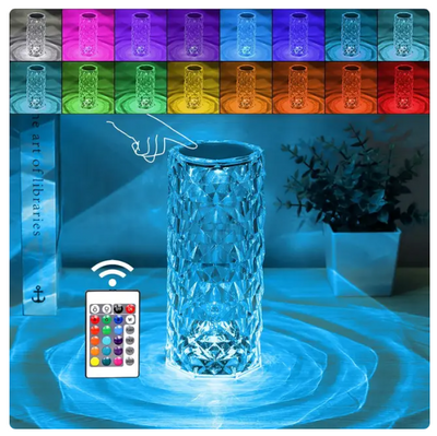 Настільна лампа Crystal Table акумуляторна RGB, пульт дистанційного керування 180124 фото
