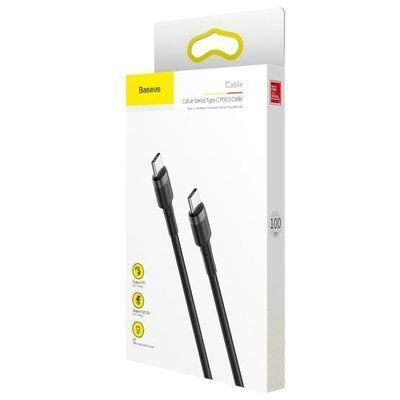 Кабель Baseus Cafule PD2.0 60W flash charging USB Type-C-Type-C (20V 3A)1M Grey+Black CATKLF-GG1 фото