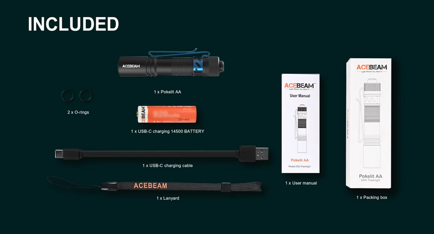 Ліхтар ACEBEAM Pokelit AA black 14500 550lm 5000к Pokelit AA black фото