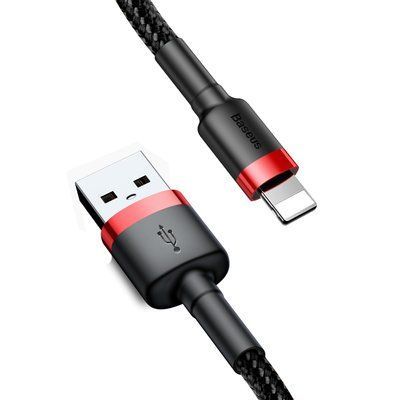 Кабель Baseus Cafule Cable USB For Lightning 2.4A 1m Red+Black CALKLF-B19 фото