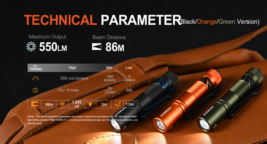 Ліхтар ACEBEAM Pokelit AA orange 14500 550lm 5000к Pokelit AA orange фото
