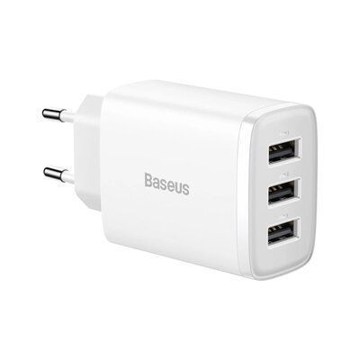 Зарядний пристрій Baseus Compact Charger 3U 17W EU White CCXJ020102 фото