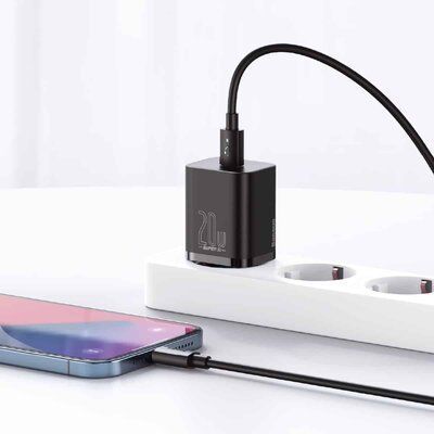 Зарядное устройство Baseus Super Si 1C 20W With Simple Wisdom Data Cable Type-C/iP 1m Black TZCCSUP-B01 фото