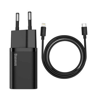 Зарядний пристрій Baseus Super Si 1C 20W With Simple Wisdom Data Cable Type-C/iP 1m Black TZCCSUP-B01 фото