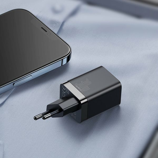 Зарядний пристрій Baseus Super Si Pro Quick Charger C+U 30W EU Black CCSUPP-E01 фото