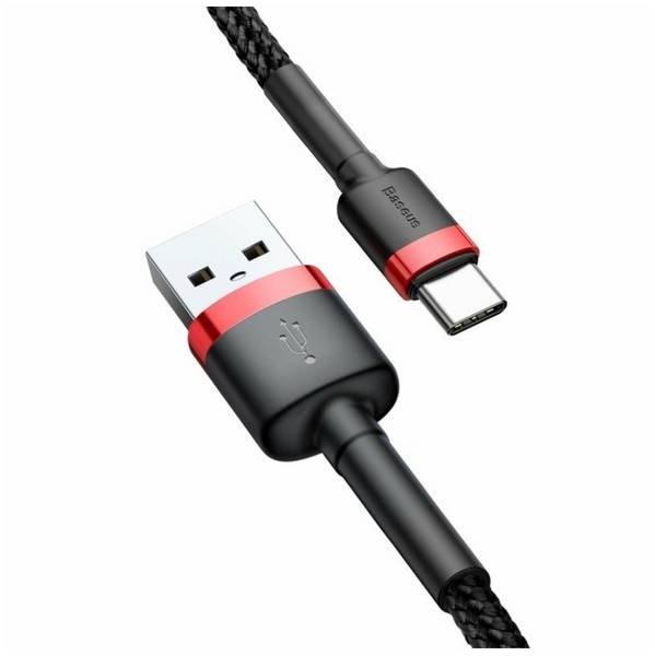 Кабель Baseus Cafule Cable USB For Type-C 3A 1m Red+Black CATKLF-B91 фото
