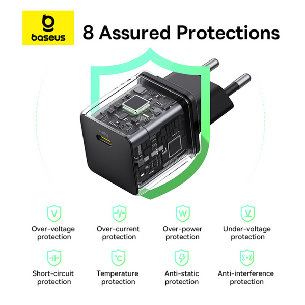 Зарядний пристрій Baseus Palm Fast Charger 1C 20W EU Cluster Black P10111602113-00 фото