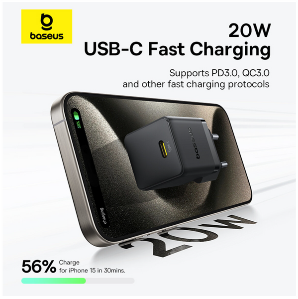 Зарядний пристрій Baseus Palm Fast Charger 1C 20W EU Cluster Black P10111602113-00 фото