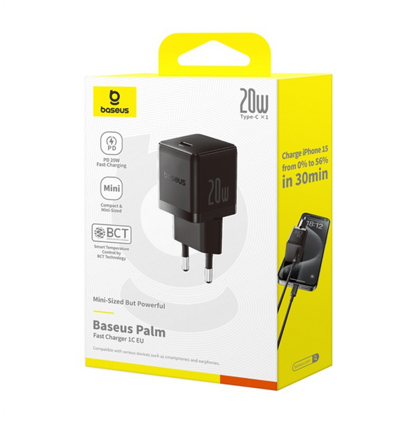 Зарядний пристрій Baseus Palm Fast Charger 1C 20W EU Cluster Black P10111602113-00 фото